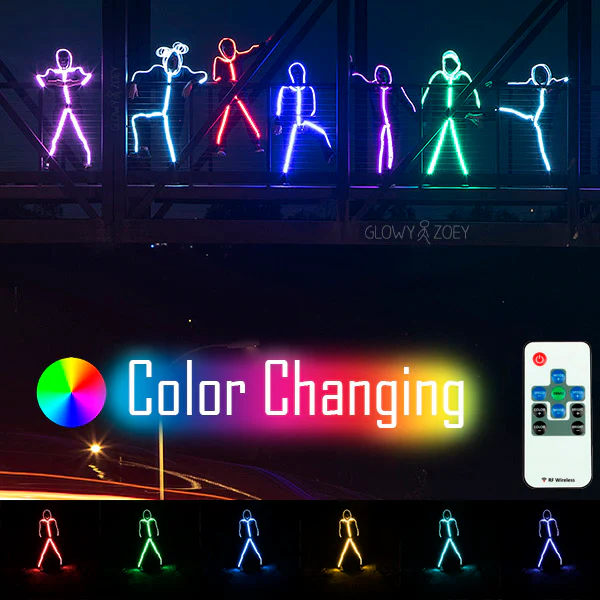 RGB Color Changeable light up LED Stick Figure - Glowy Zoey