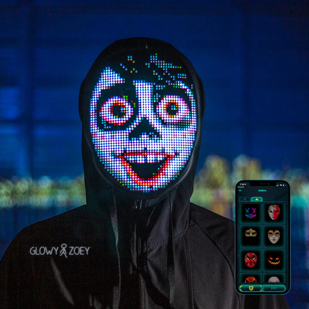 Face Transforming LED Mask - App Controlled - Glowy Zoey